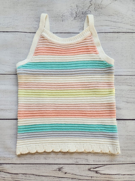 Striped Scalloped Sweater Tank