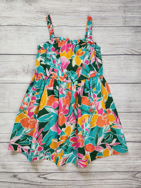 Tropical Floral Print Ruffle Sundress