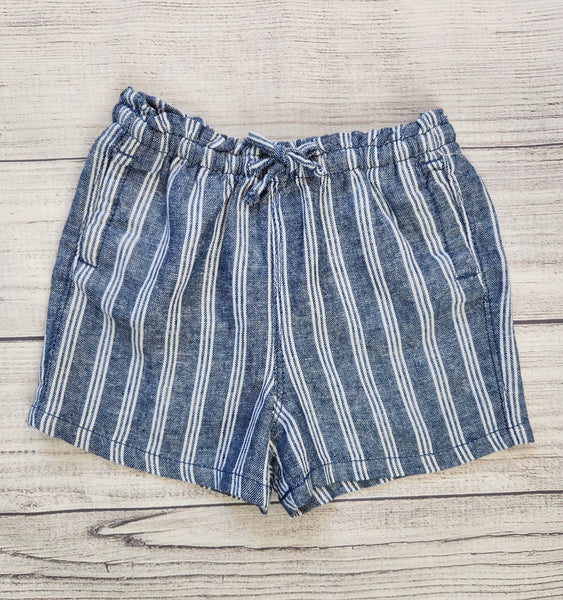 Striped Linen-Blend Pull-On Shorts